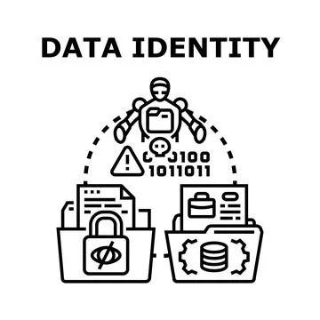 Data identity protection and cybersecurity concept 스톡 일러스트