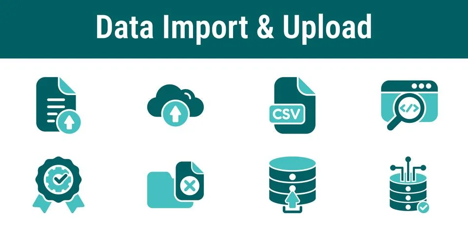 Data Import and Upload Icons Illustrazione stock
