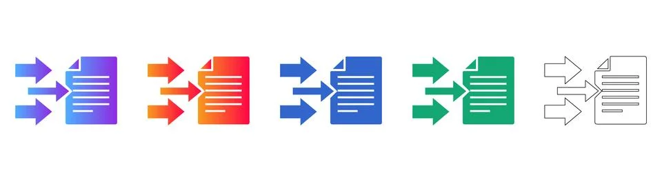 Data Import Document Icon Set Stock Illustration