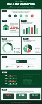 Data Infographic Sheet with 8 Options Vector Template for Statistics Illustrazione stock