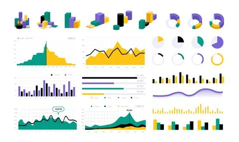 Data infographic. Statistic charts. Graphic progress bars and diagrams. Business Illustrazione stock