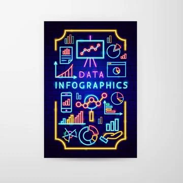 Data Infographics Neon Flyer Stock Illustration