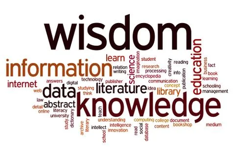 Data information knowledge wisdom word cloud Illustrazione stock