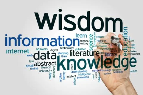 Data information knowledge wisdom word cloud Stock Photos