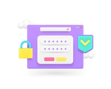 Data information security personal account password access cyber protect 3d i Illustrazione stock