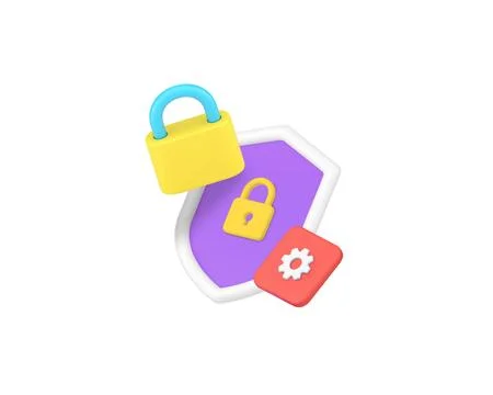 Data information security settings protection technology 3d icon realistic .. Stock Illustration