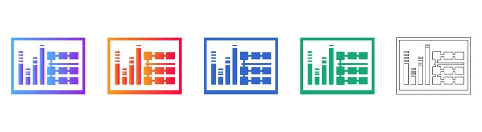 Data Infrastructure and Flow Chart Window Icons Stock Illustration