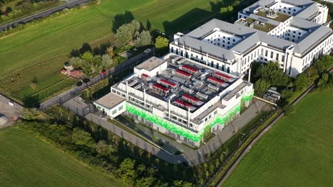 Data infrastructure, colocation, energy efficiency, green power, data center Stock Footage 314946428