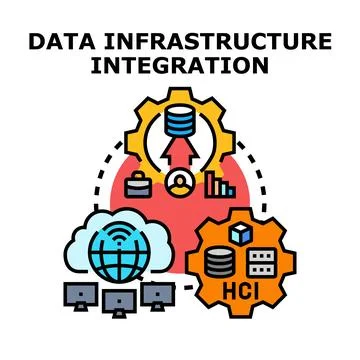 Data infrastructure integration concept vector illustration 库存插图