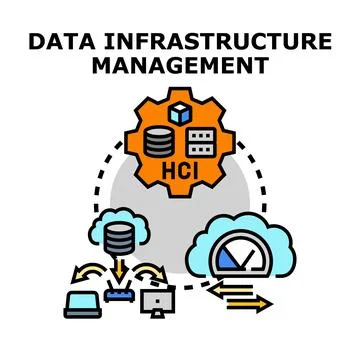 Data infrastructure management concept illustrating cloud computing イラスト素材