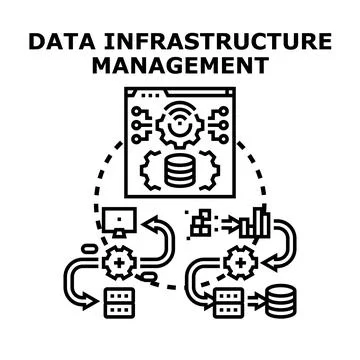 Data infrastructure management optimizing storage and processing Stock Illustration