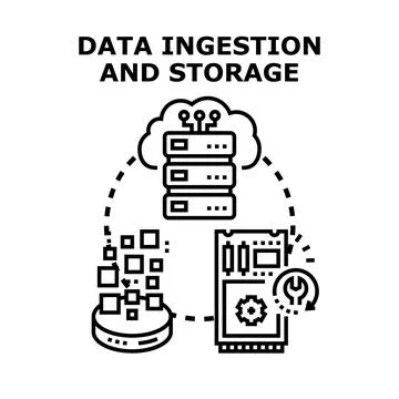 Data ingestion and storage vector concept illustration 스톡 일러스트