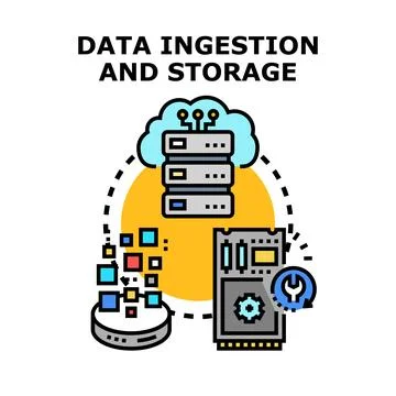 Data ingestion and storage vector concept illustration 库存插图