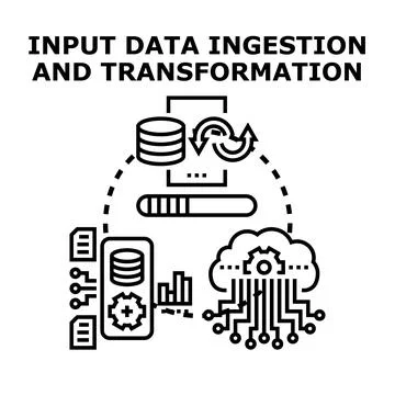 Data ingestion and transformation process workflow Stock Illustration