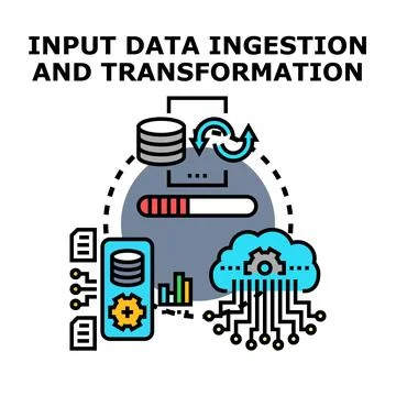 Data ingestion and transformation process workflow Stock Illustration