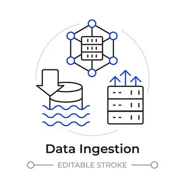 Data ingestion duotone line art concept icon Stock Illustration
