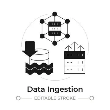 Data ingestion modern flat line concept icon Stock Illustration