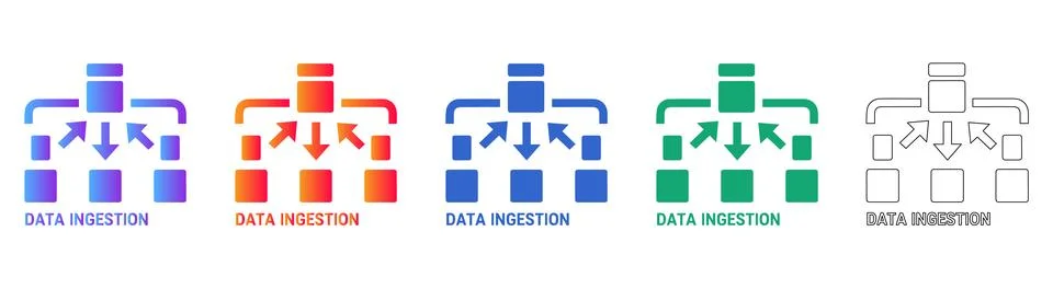 Data Ingestion Process Flow Icons Set Illustrazione stock