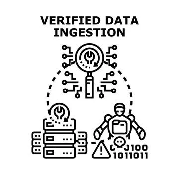 Data ingestion verification process with security system Stock Illustration