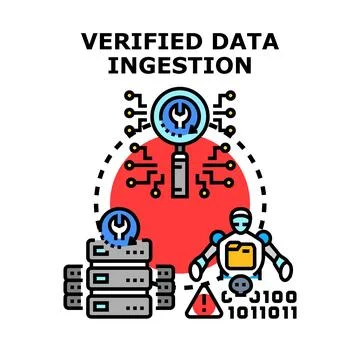 Data ingestion verification process with security system Stockillustratie