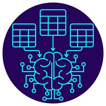Data input for AI icon. Vector pictogram with thin lines 스톡 일러스트