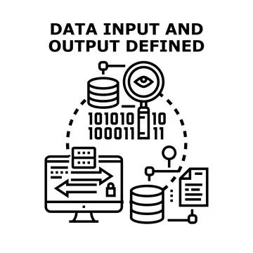 Data input and output defined process concept Stock Illustration