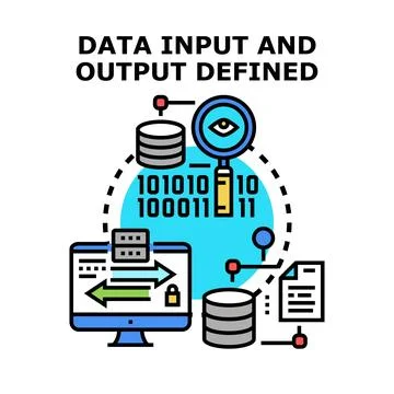 Data input and output defined process concept Stock Illustration