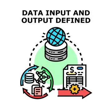 Data input output workflow processing management illustration Stockillustratie
