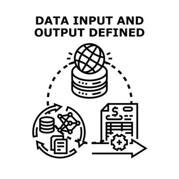 Data input output workflow processing management illustration イラスト素材