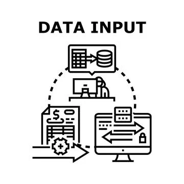 Data input process collecting information for digital systems 库存插图