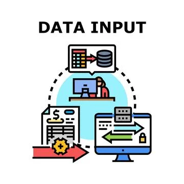 Data input process collecting information for digital systems Stock Illustration