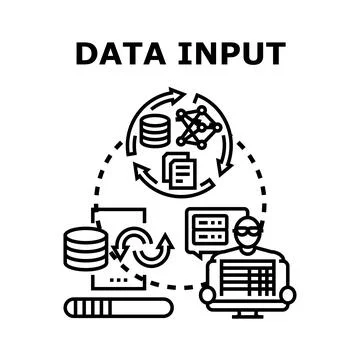 Data input processing and analysis concept Stock Illustration