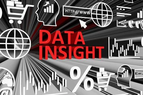DATA INSIGHT concept blurred background 3d render illustration Stock Illustration