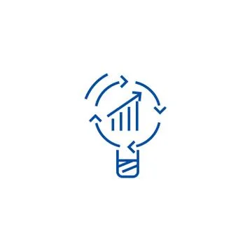 Data insight, idea line icon concept. Data insight, idea flat vector symbol Stock Illustration