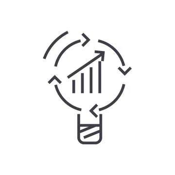 Data insight, idea vector line icon, sign, illustration on white background,  Stock Illustration