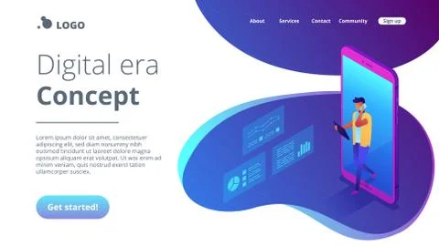Data insight isometric 3D landing page. Stock Illustration