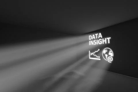 DATA INSIGHT rays volume light concept 3d illustration Stock Illustration