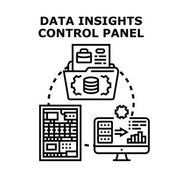 Data insights control panel processing analytics system Stock Illustration