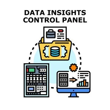 Data insights control panel processing analytics system Stock Illustration
