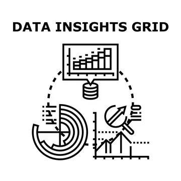 Data insights grid analyzing business growth and analytics Stock Illustration