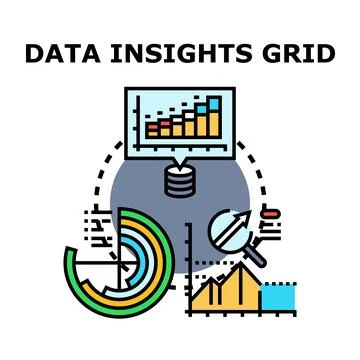 Data insights grid analyzing business growth and analytics Stock Illustration
