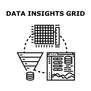 Data insights grid analyzing business information flow Stock Illustration