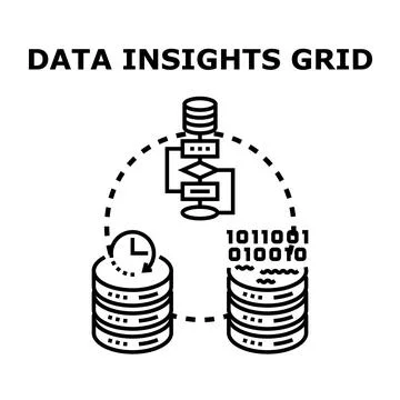 Data insights grid processing business analytics Illustrazione stock