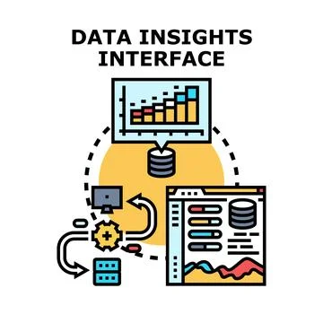 Data insights interface analyzing digital information dashboard 库存插图