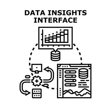 Data insights interface analyzing digital information dashboard Stock Illustration