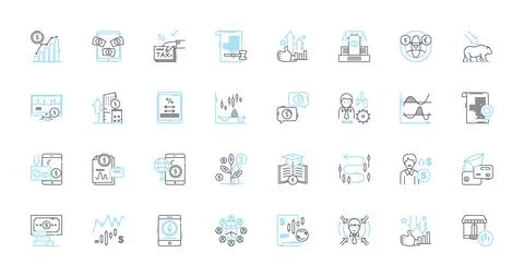 Data insights linear icons set. Analytics, Trends, Patterns, Intelligence Illustrazione stock