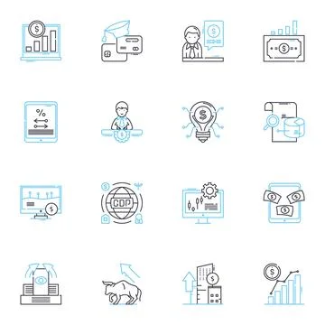Data insights linear icons set. Analytics, Trends, Patterns, Intelligence Illustrazione stock