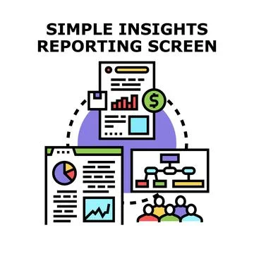 Data insights reporting screen with performance metrics Stock Illustration