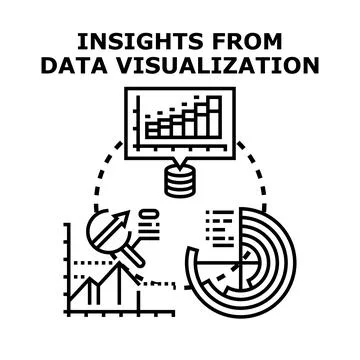 Data insights visualization process generating business analysis 库存插图
