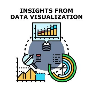 Data insights visualization process generating business analysis 库存插图